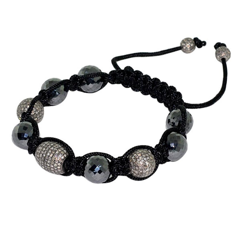 This bracelet is handmade in sterling silver, 67.65 carats hematite and 3.3 carats diamonds. 

FOLLOW  MEGHNA JEWELS storefront to view the latest collection & exclusive pieces.  Meghna Jewels is proudly rated as a Top Seller on 1stdibs with 5 star