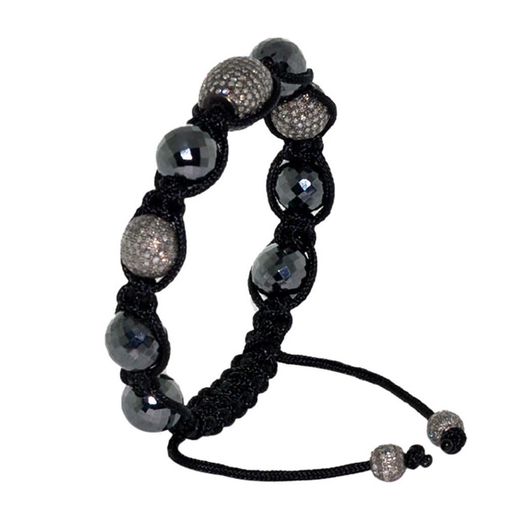 67.65 Carat Hematite Diamond Bead Flexible Bracelet In New Condition For Sale In Hoffman Estate, IL