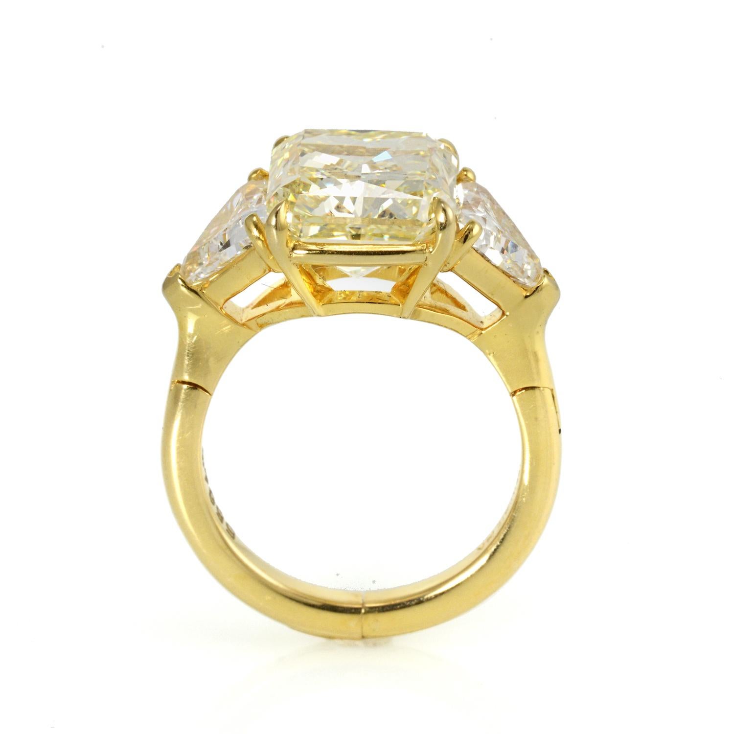 double prong three stone yellow radiant cut engagement ring