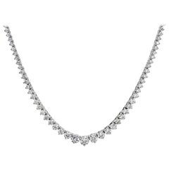 6.76ct Round Brilliant Cut Diamond Graduated Tennis Necklace in 14K White Gold