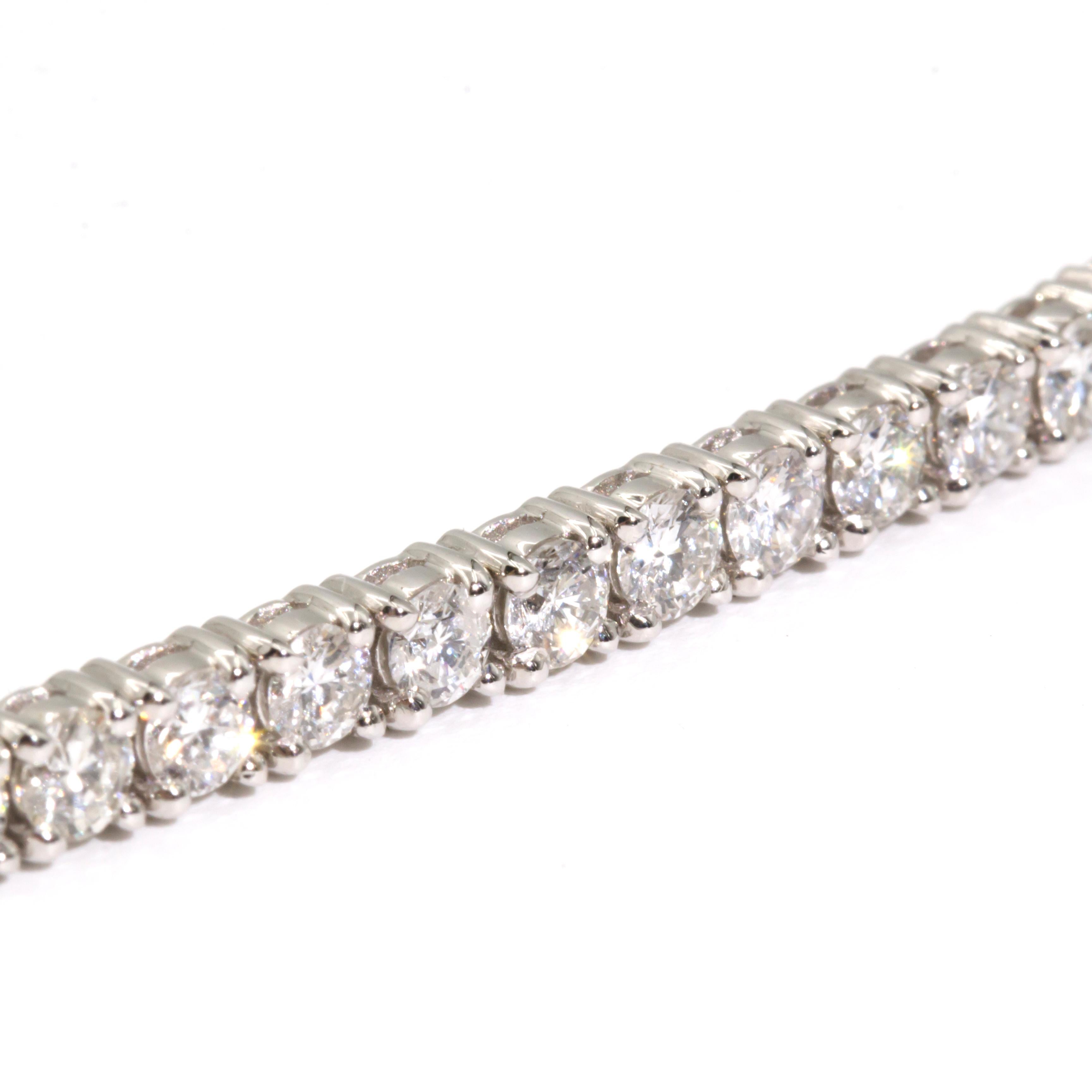 6.77 Carat Round Brilliant Cut Diamond Tennis Bracelet in 18 Carat White Gold 2