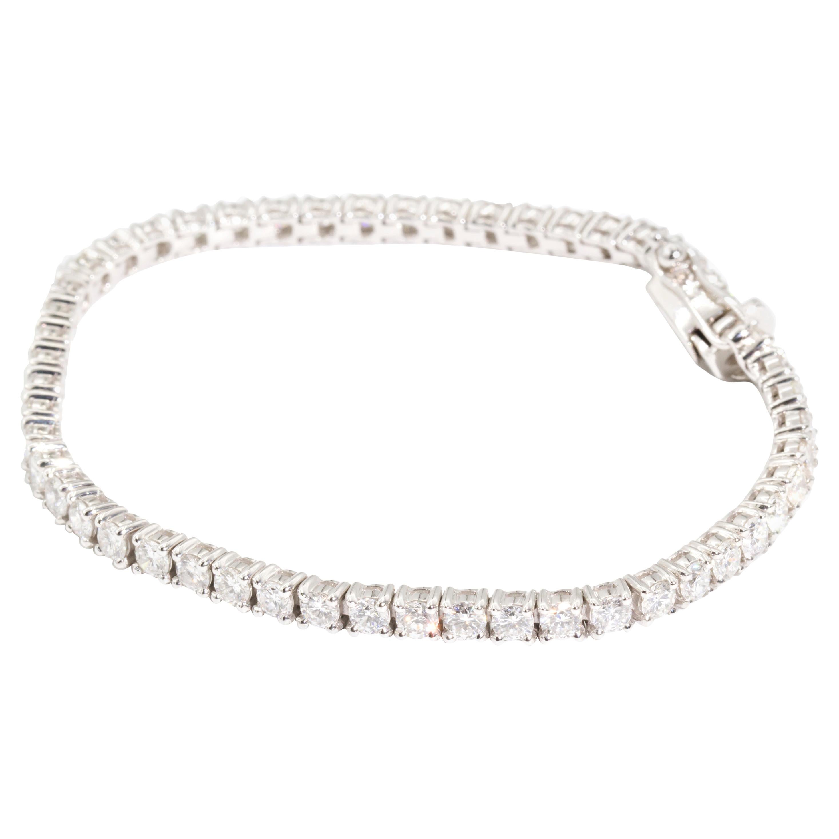 6.77 Carat Round Brilliant Cut Diamond Tennis Bracelet in 18 Carat White Gold