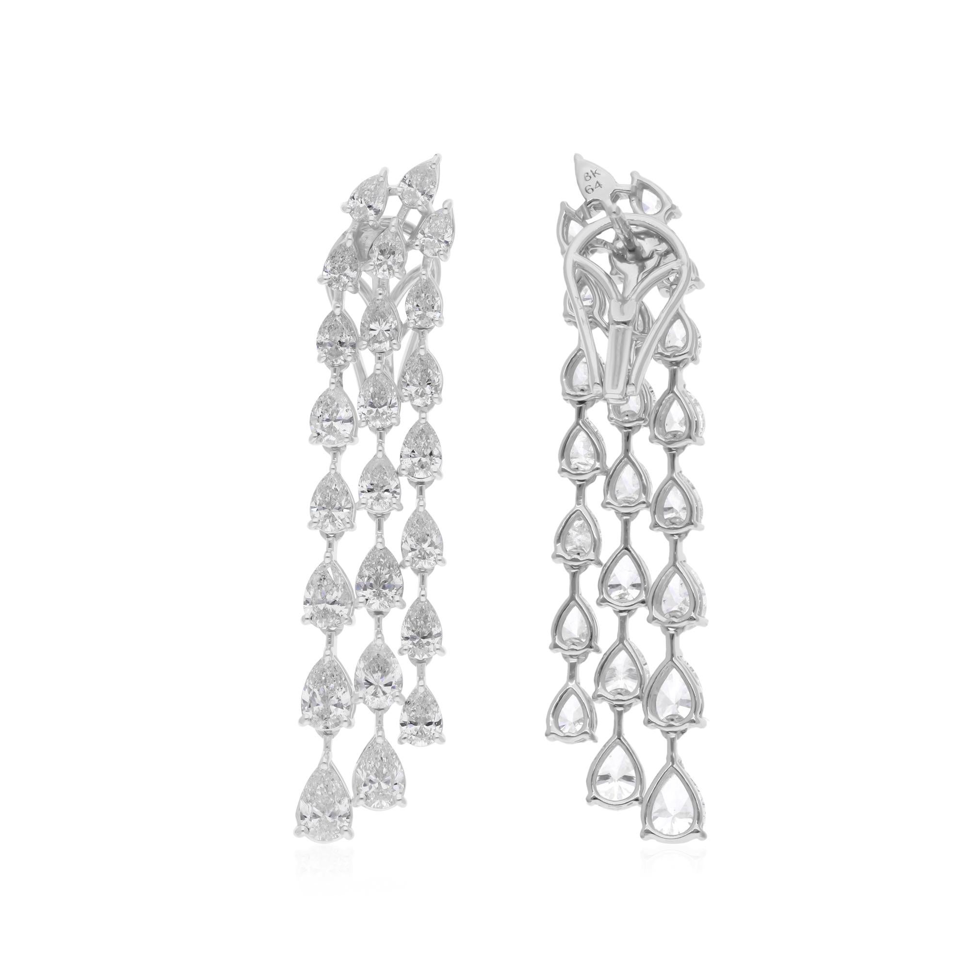 Modern 6.77 Carat SI/H Pear Brilliant Cut Diamond Earrings 18 Karat White Gold Jewelry For Sale