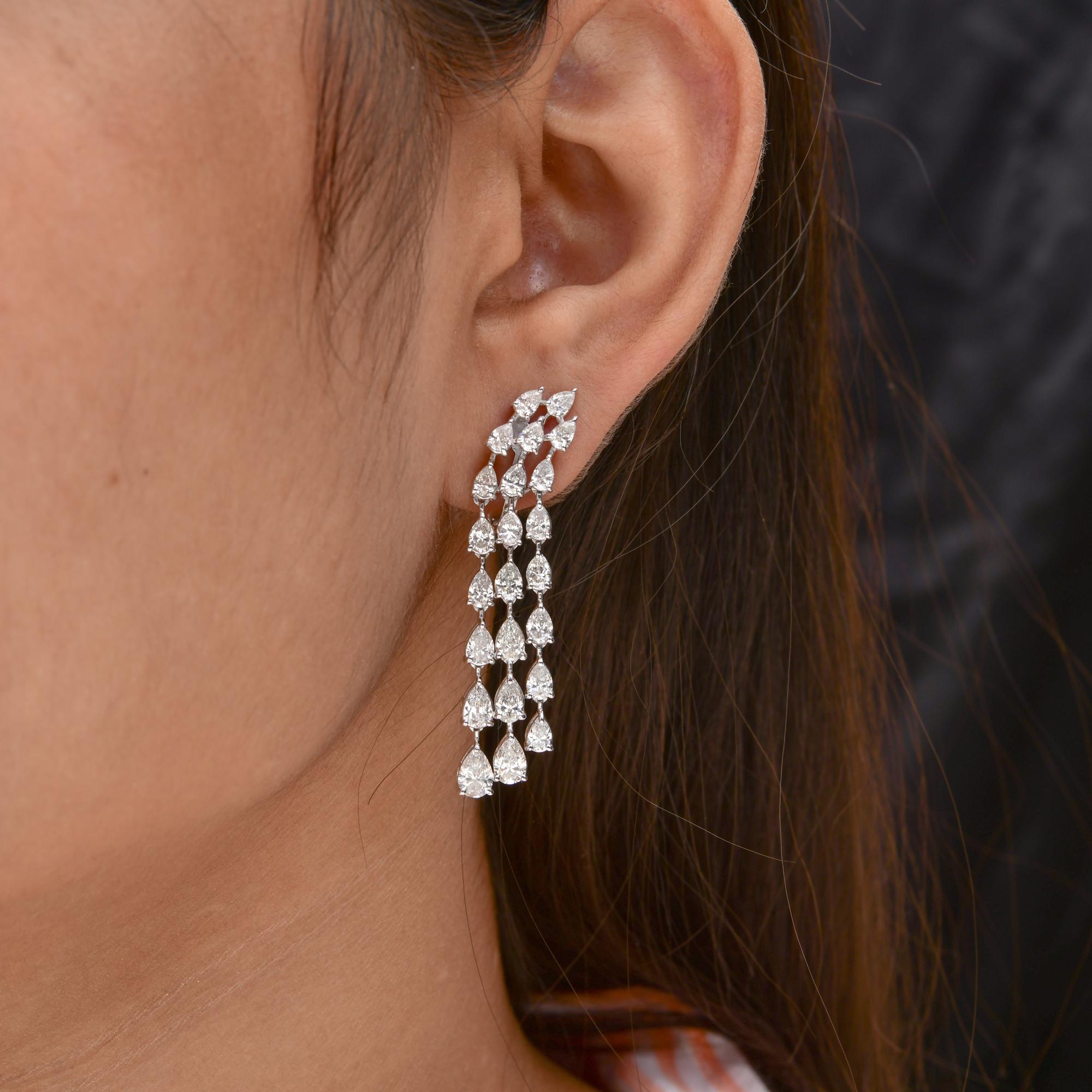 Pear Cut 6.77 Carat SI/H Pear Brilliant Cut Diamond Earrings 18 Karat White Gold Jewelry For Sale