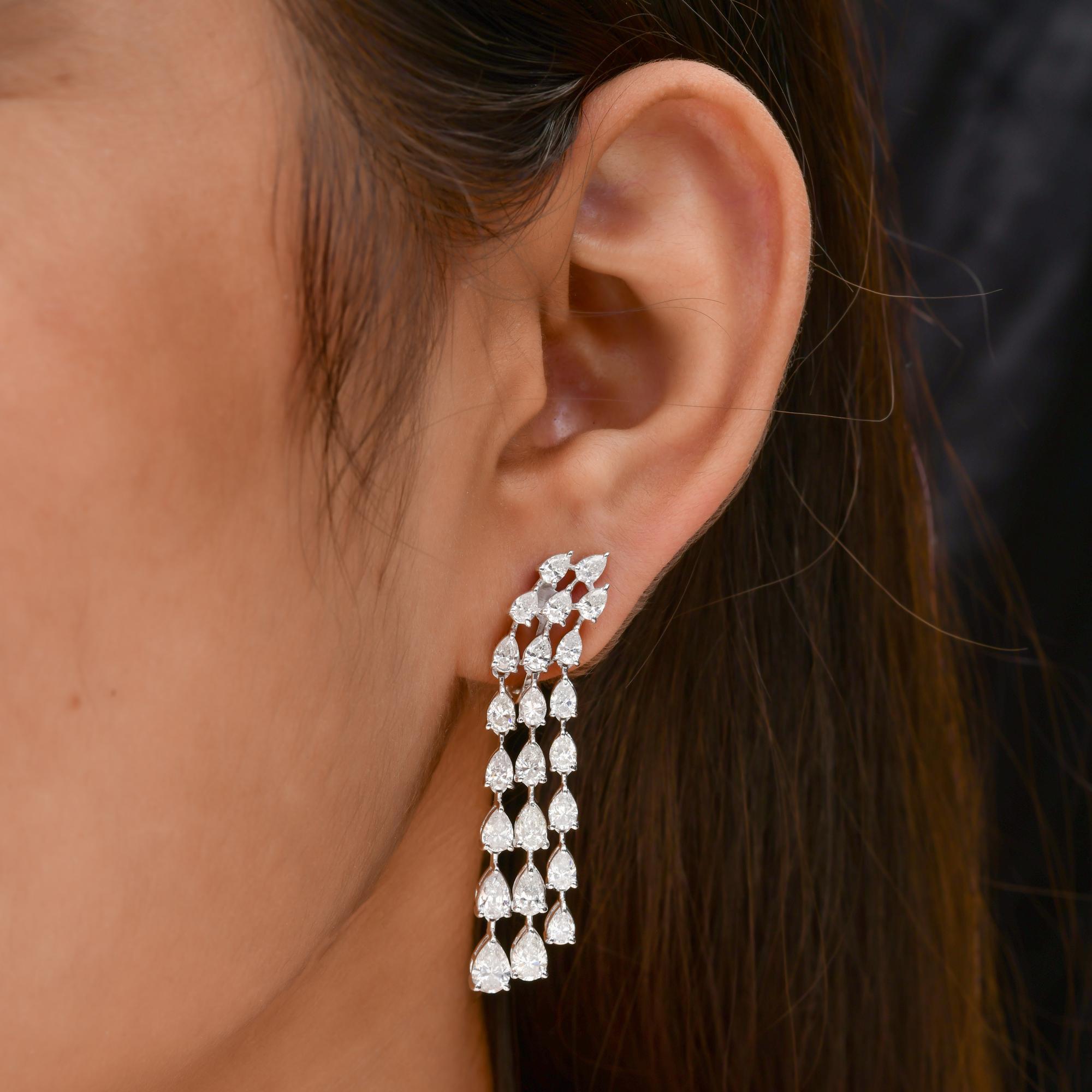 6.77 Carat SI/H Pear Brilliant Cut Diamond Earrings 18 Karat White Gold Jewelry In New Condition For Sale In Diera, Dubai