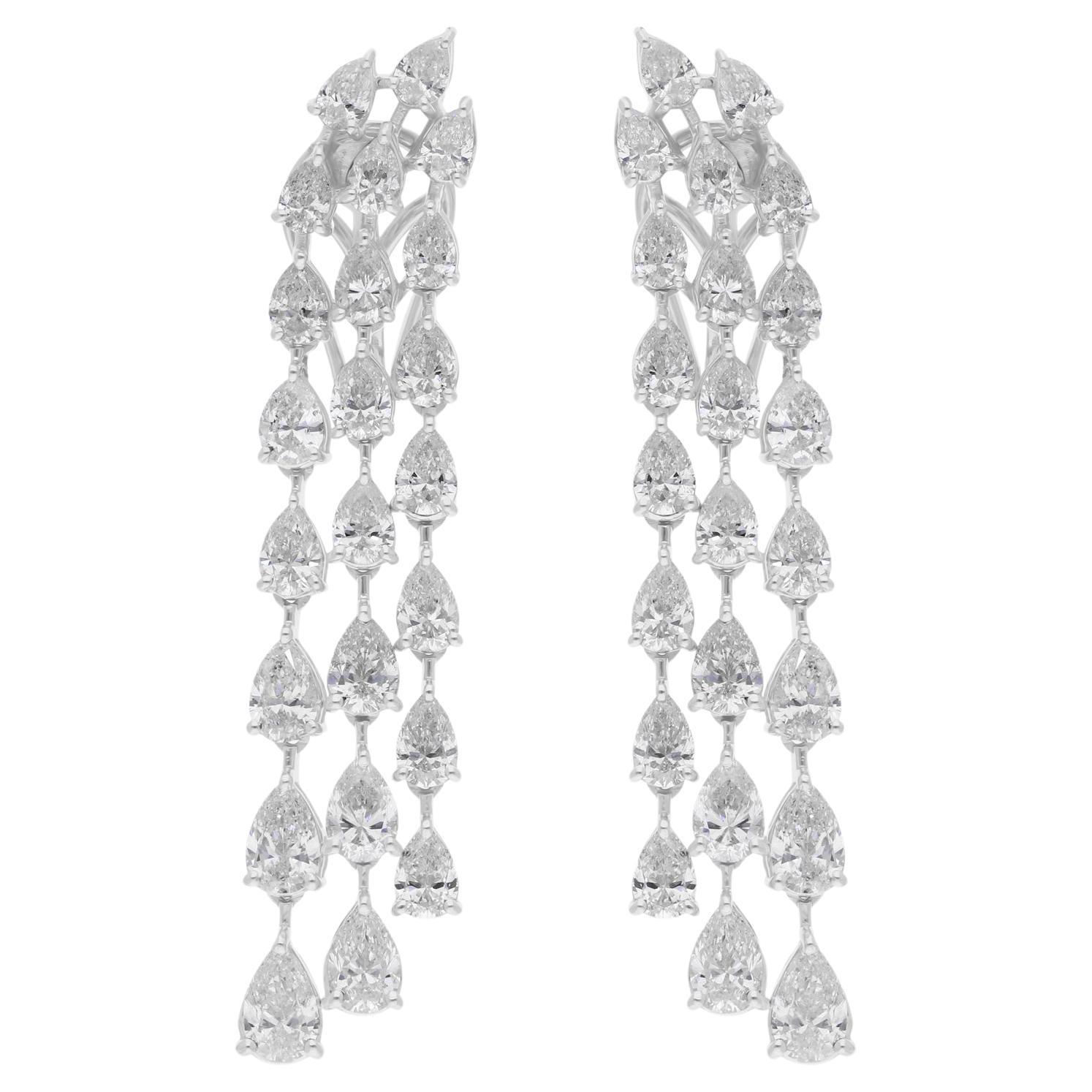 6.77 Carat SI/H Pear Brilliant Cut Diamond Earrings 18 Karat White Gold Jewelry