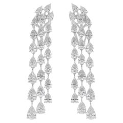 6.77 Carat SI/H Pear Brilliant Cut Diamond Earrings 18 Karat White Gold Jewelry