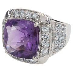 6.77cttw Brazil Amethyst and Blue Topaz Sterling Silver Ring