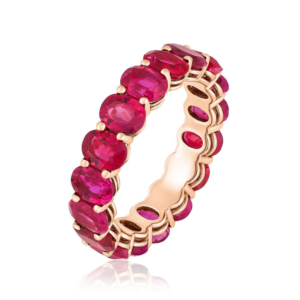 Oval Cut 6.78 Carat Ruby Eternity Ring For Sale