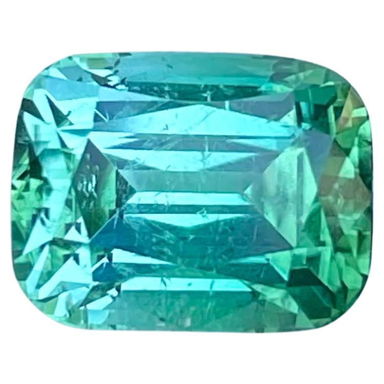 6.78 carats Loose Mint Green Tourmaline Step Cushion Cut Natural Afghan Gemstone For Sale