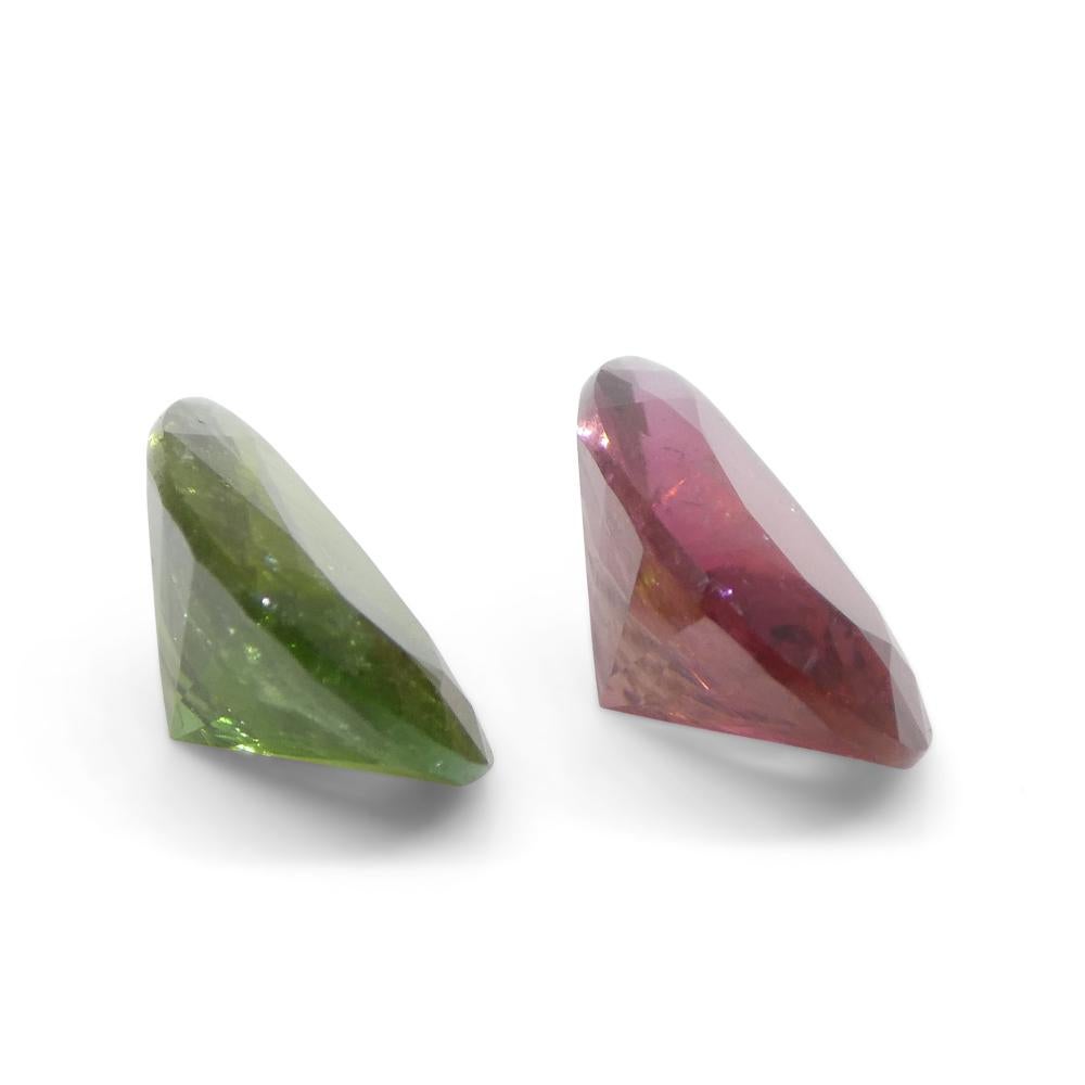 6.78ct Pair Pear Pink/Green Tourmaline from Brazil In New Condition For Sale In Toronto, Ontario