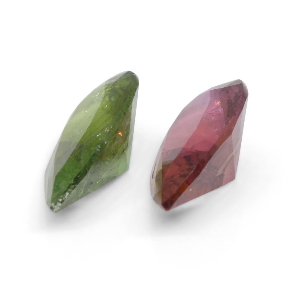 6.78ct Pair Pear Pink/Green Tourmaline from Brazil For Sale 1