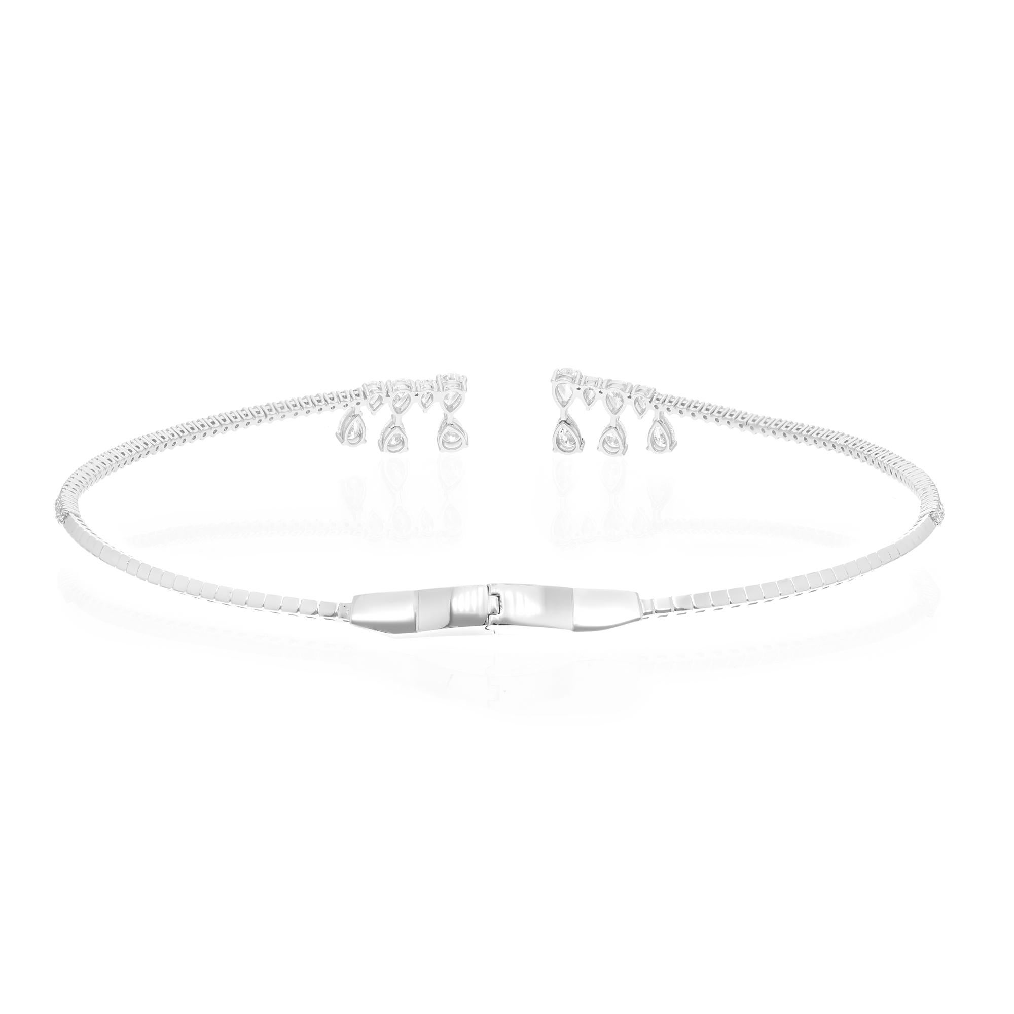6,79 Karat SI Reinheit HI Farbe Diamant Choker Halskette 14 Karat Weißgold (Tropfenschliff) im Angebot