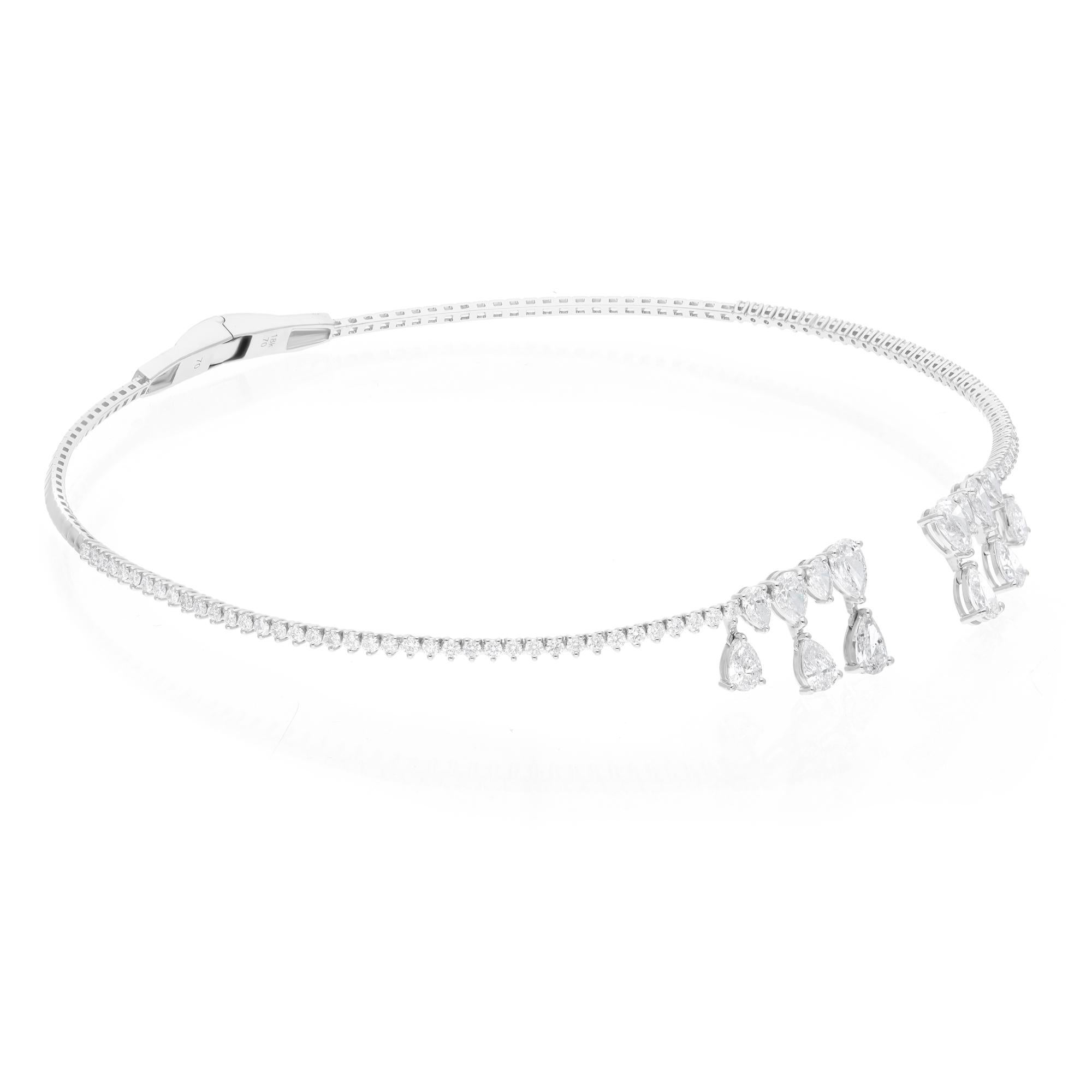 6,79 Karat SI Reinheit HI Farbe Diamant Choker Halskette 18 Karat Weißgold (Moderne) im Angebot