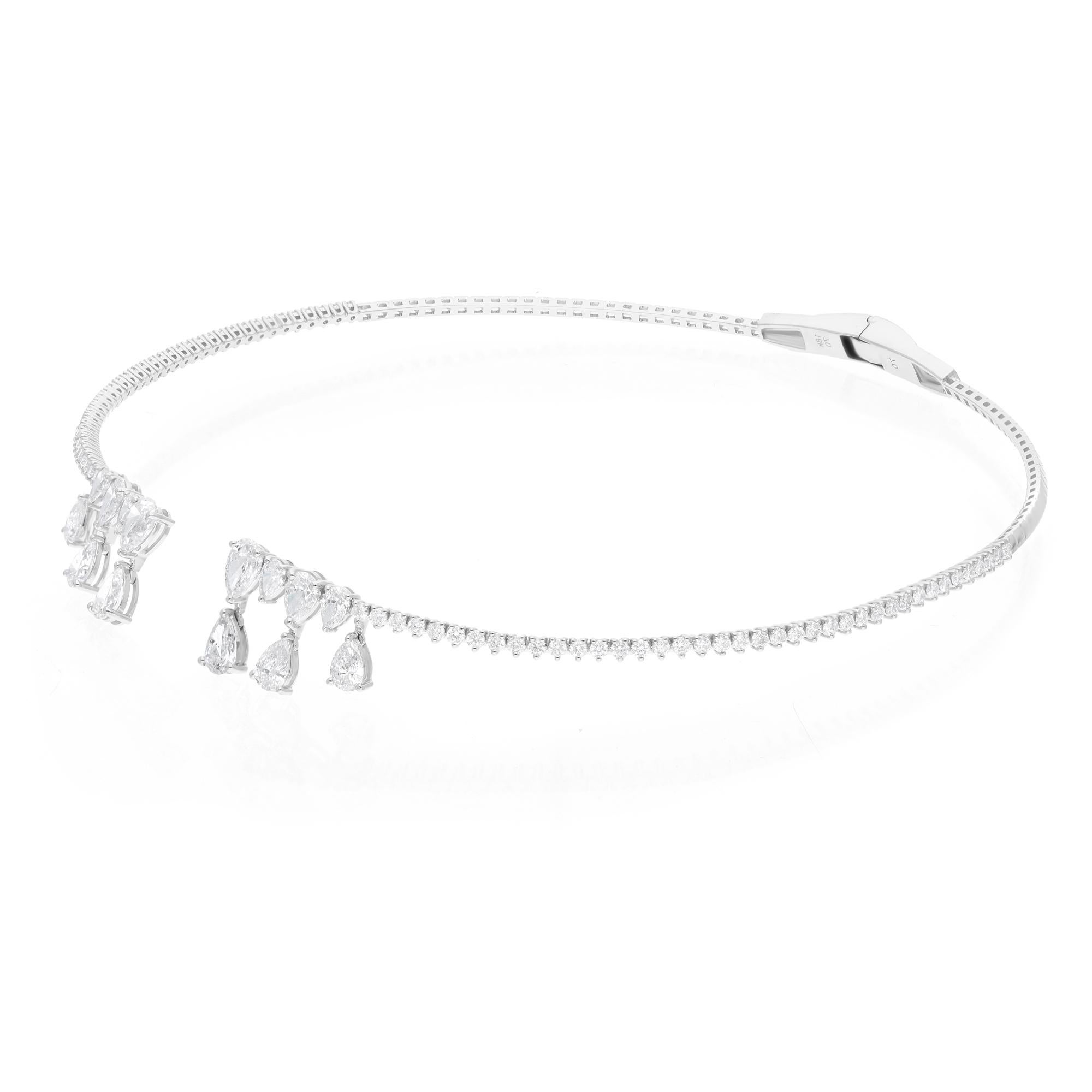 6,79 Karat SI Reinheit HI Farbe Diamant Choker Halskette 18 Karat Weißgold im Zustand „Neu“ im Angebot in Diera, Dubai