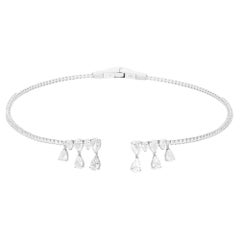 6.79 Carat SI Clarity Brilliant Cut Diamond Choker Necklace 14 Karat White Gold