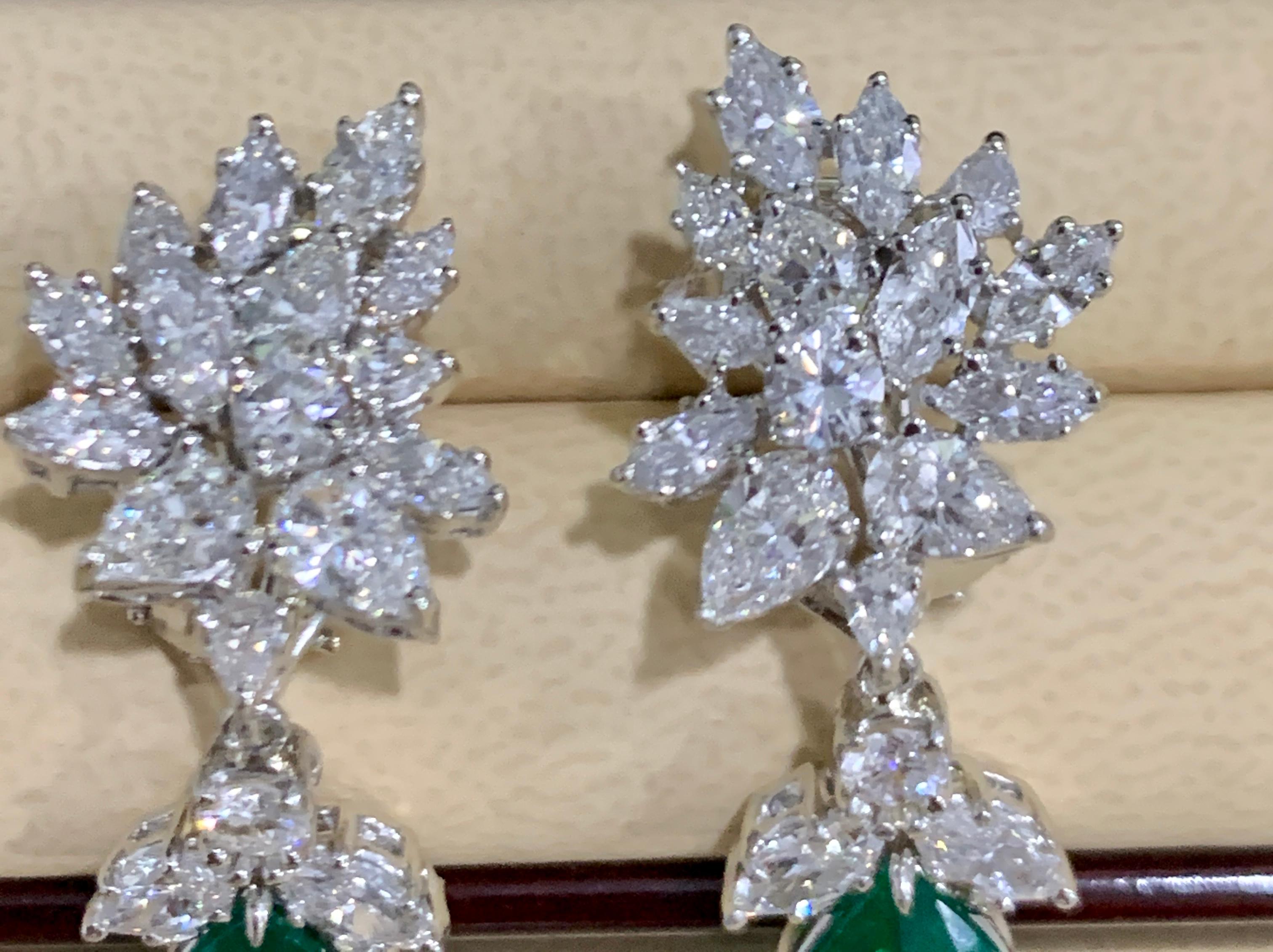 6.79 Carat Certified Colombian Minor Emerald Diamond Removable Drop Earrings PT For Sale 7