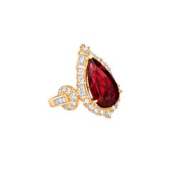 Sunita Nahata Rubellite 6.79ct. Fancy Ring in 18KYG with Diamond.