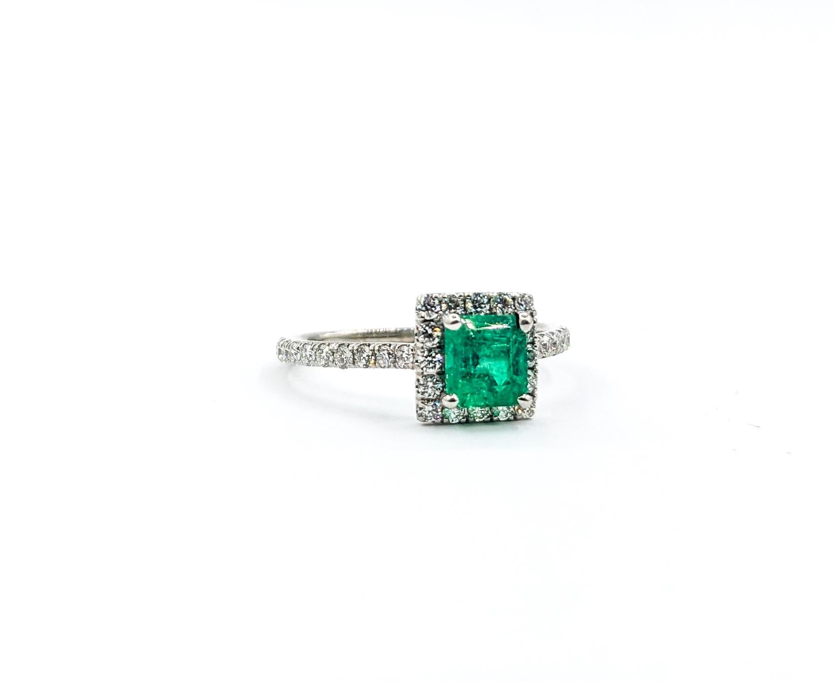 .67ct Colombian GIA Emerald & Diamond Halo Ring In White Gold For Sale 2