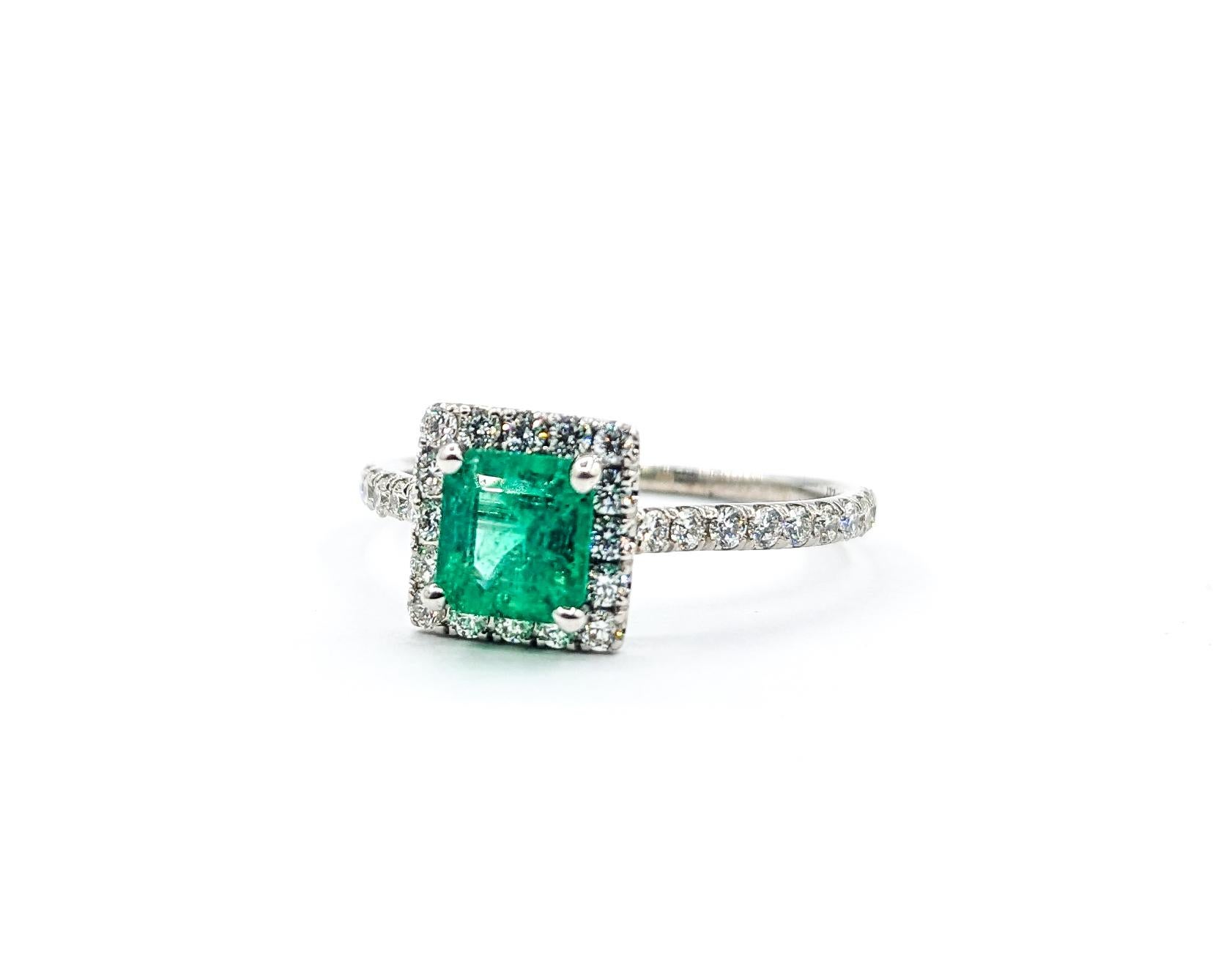 .67ct Colombian GIA Emerald & Diamond Halo Ring In White Gold For Sale 3