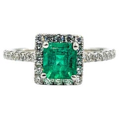 .67ct Colombian GIA Emerald & Diamond Halo Ring In White Gold