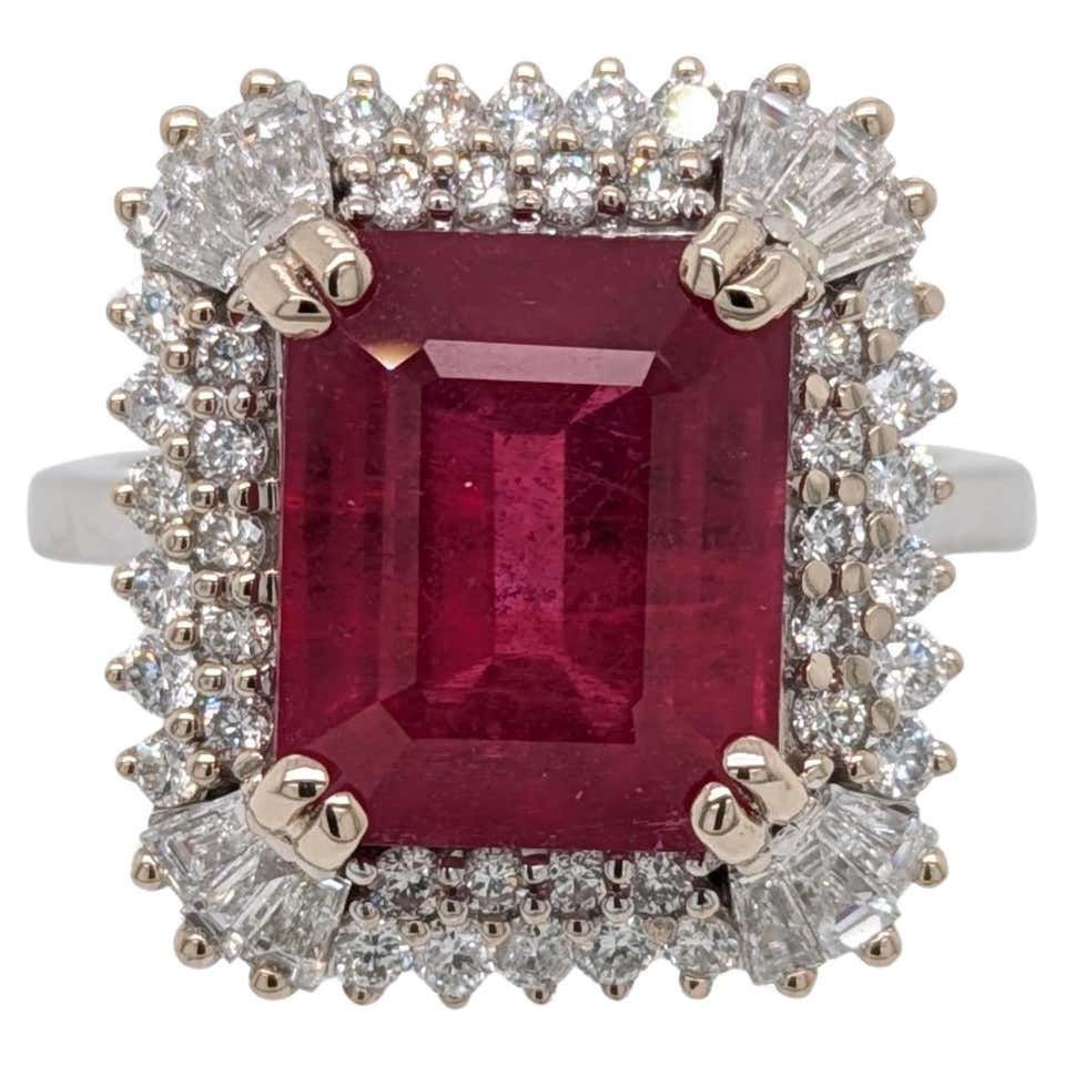 Ruby 14 G 1.1ct Ruby Engagement Ring w Natural Diamond Accents in Solid 14K White ...