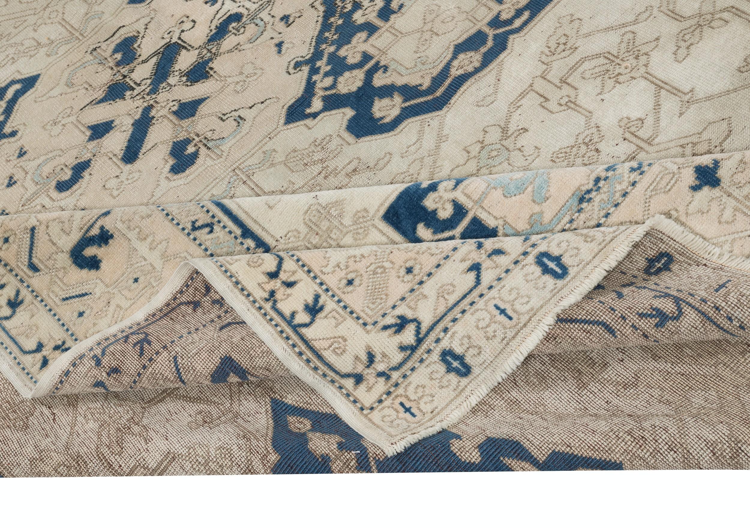 6.7x10 Ft Dekorativer türkischer handgefertigter Vintage-Teppich, 100 % Wolle, Vintage (Rustikal) im Angebot