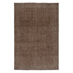 6.7x10 Ft Handgeknüpfter Türkischer Vintage-Teppich Overdyed in Braun für moderne Innenräume