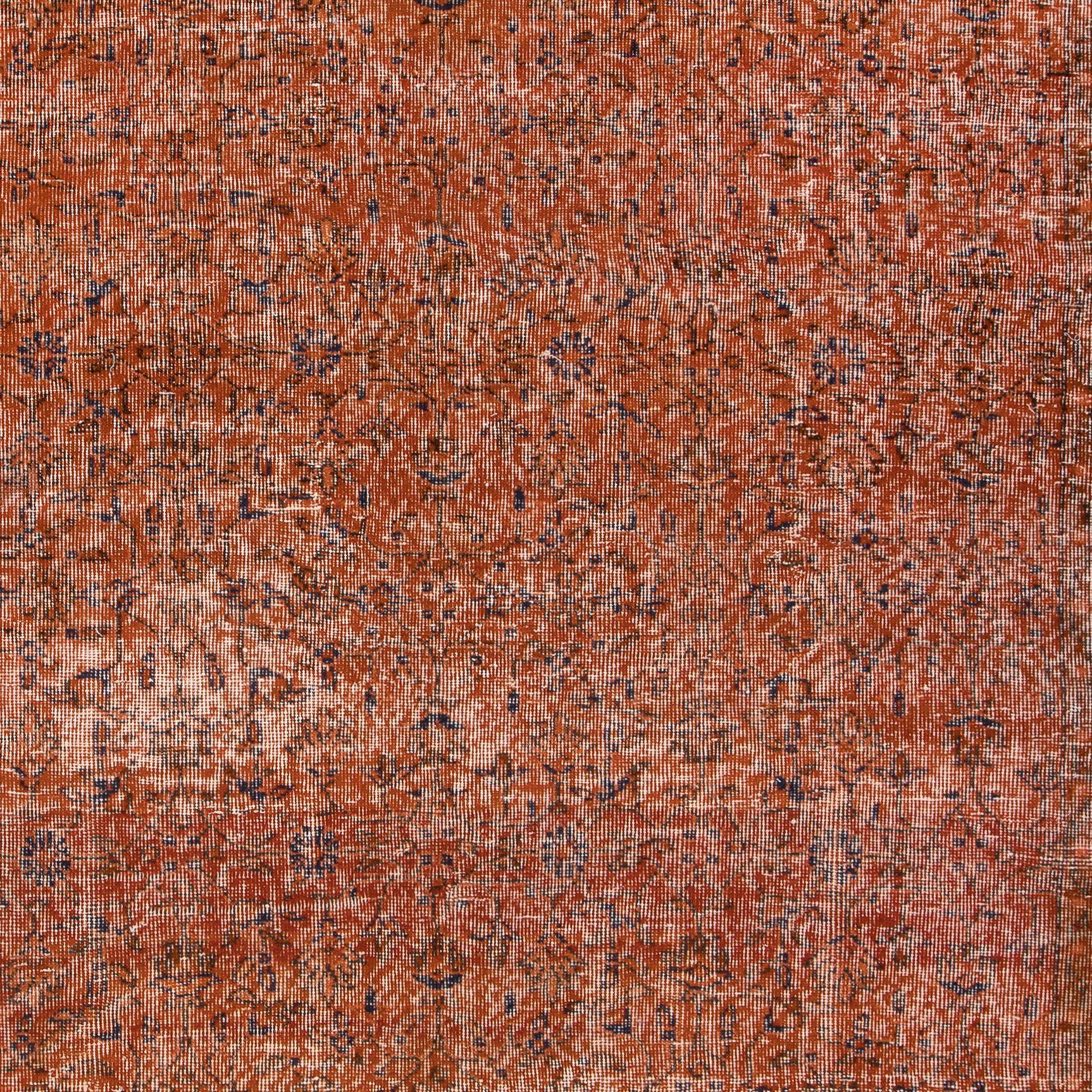 20th Century 6.7x10 ft Handmade Turkish Orange Rug, Modern Floral Carpet, Bohemian Home Decor For Sale