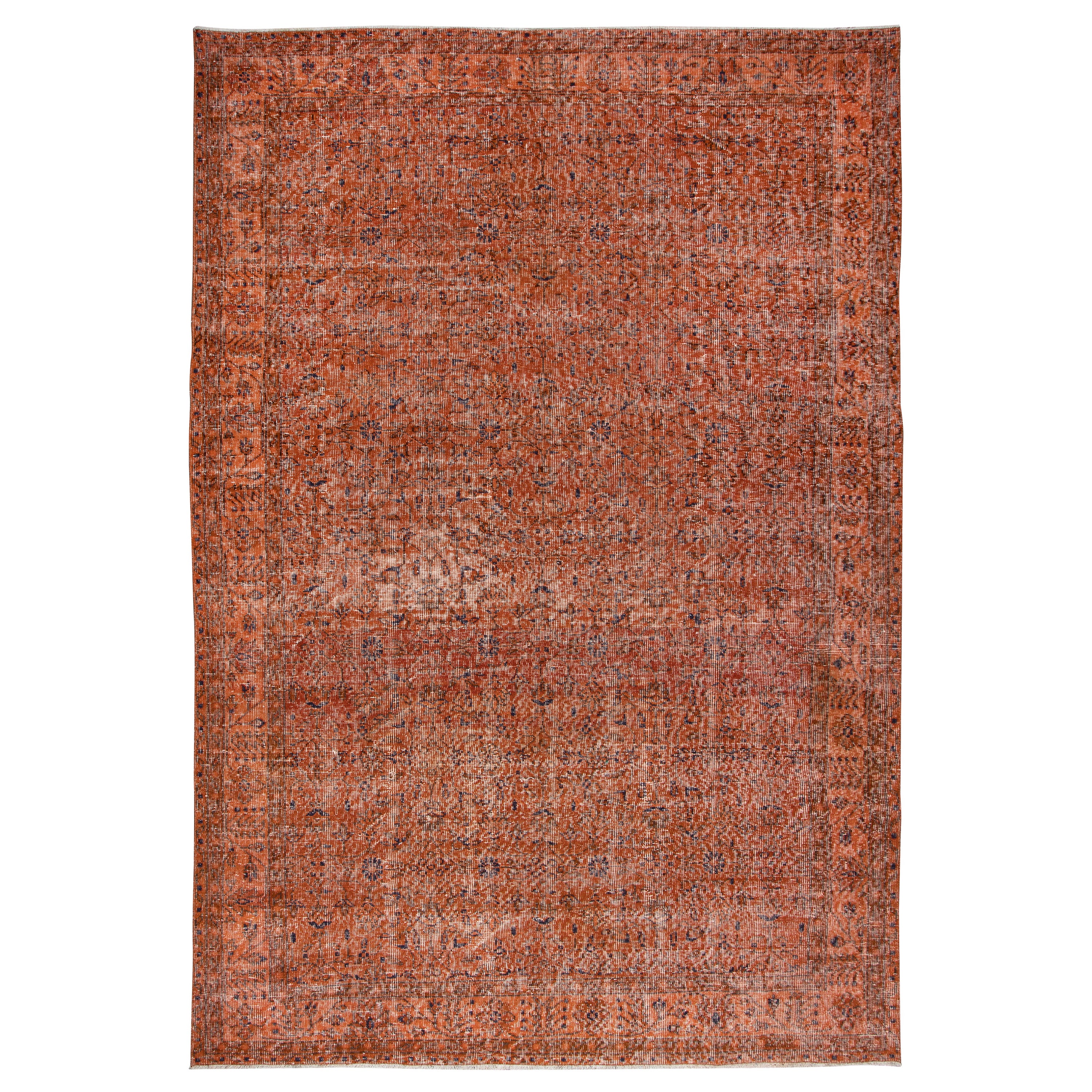 6.7x10 ft Handmade Turkish Orange Rug, Modern Floral Carpet, Bohemian Home Decor (tapis floral moderne)