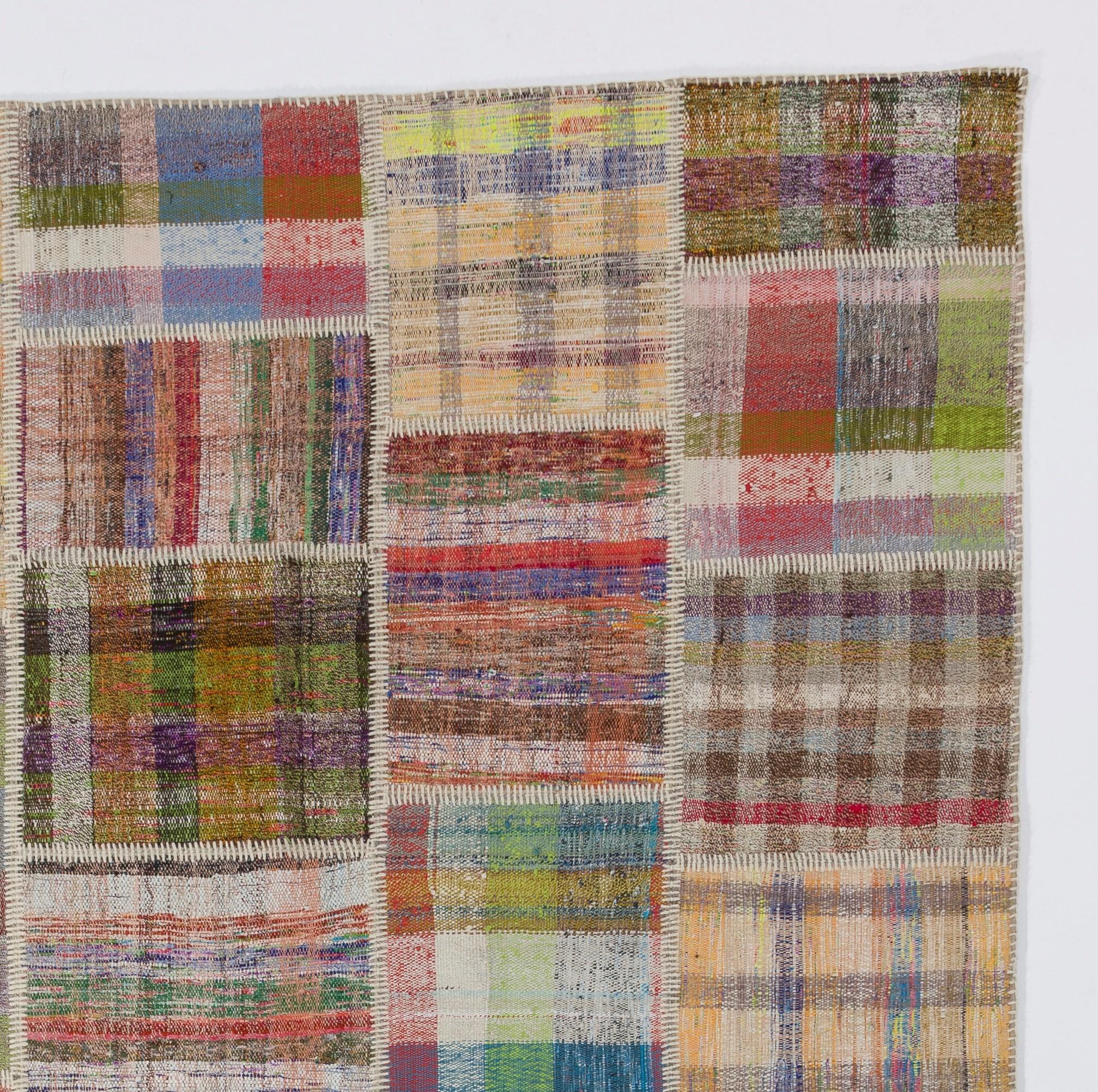 20th Century 6.7x10 Ft Handwoven Vintage Turkish Kilims Re-Imagined, Custom Patchwork Rug For Sale