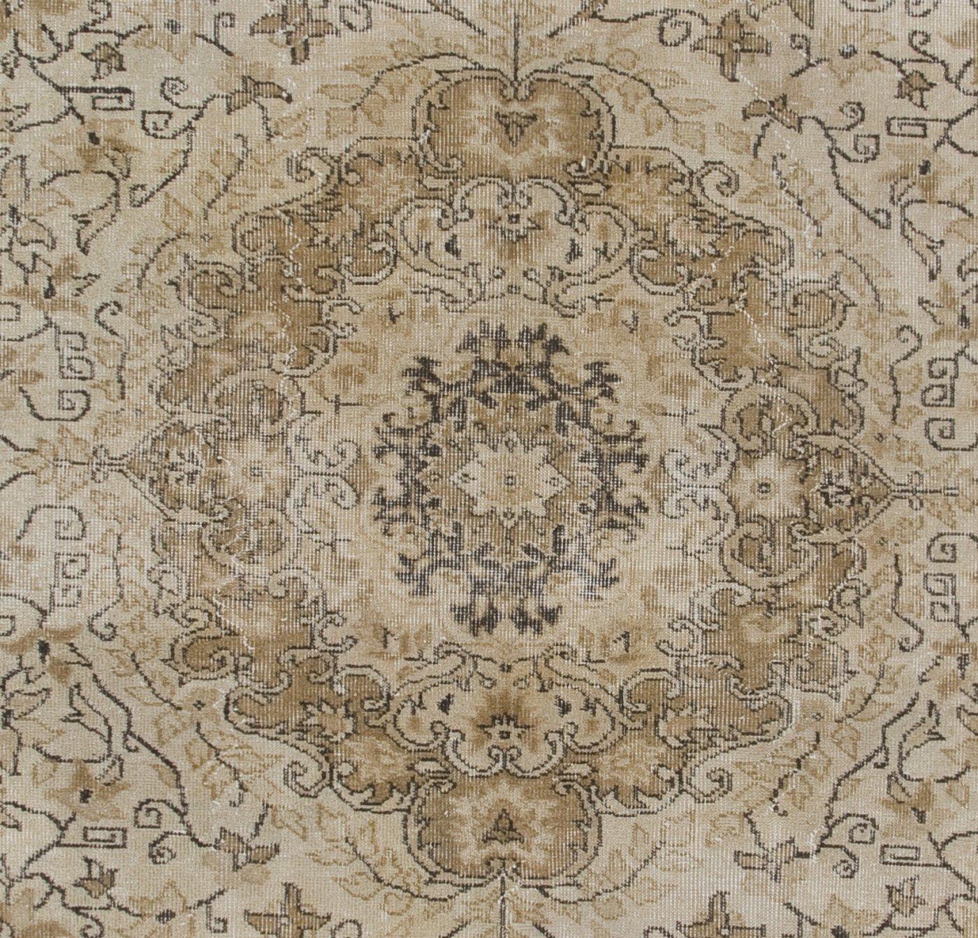 Hand-Knotted 6.7x10 Ft One-of-a-Kind Vintage Handmade Anatolian Oushak Floral Wool Area Rug For Sale
