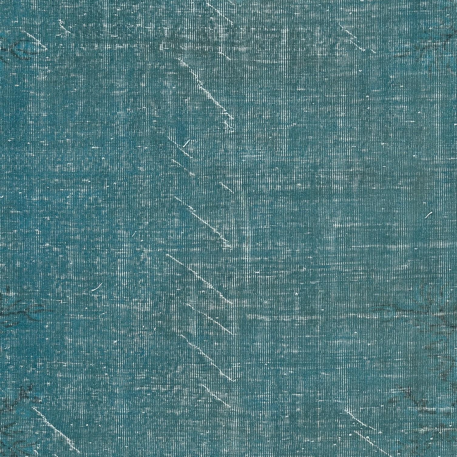 Noué à la main 6.7x10 Ft Teal Blue Art Deco Area Rug for Modern Interiors, Handmade in Turkey (en anglais) en vente