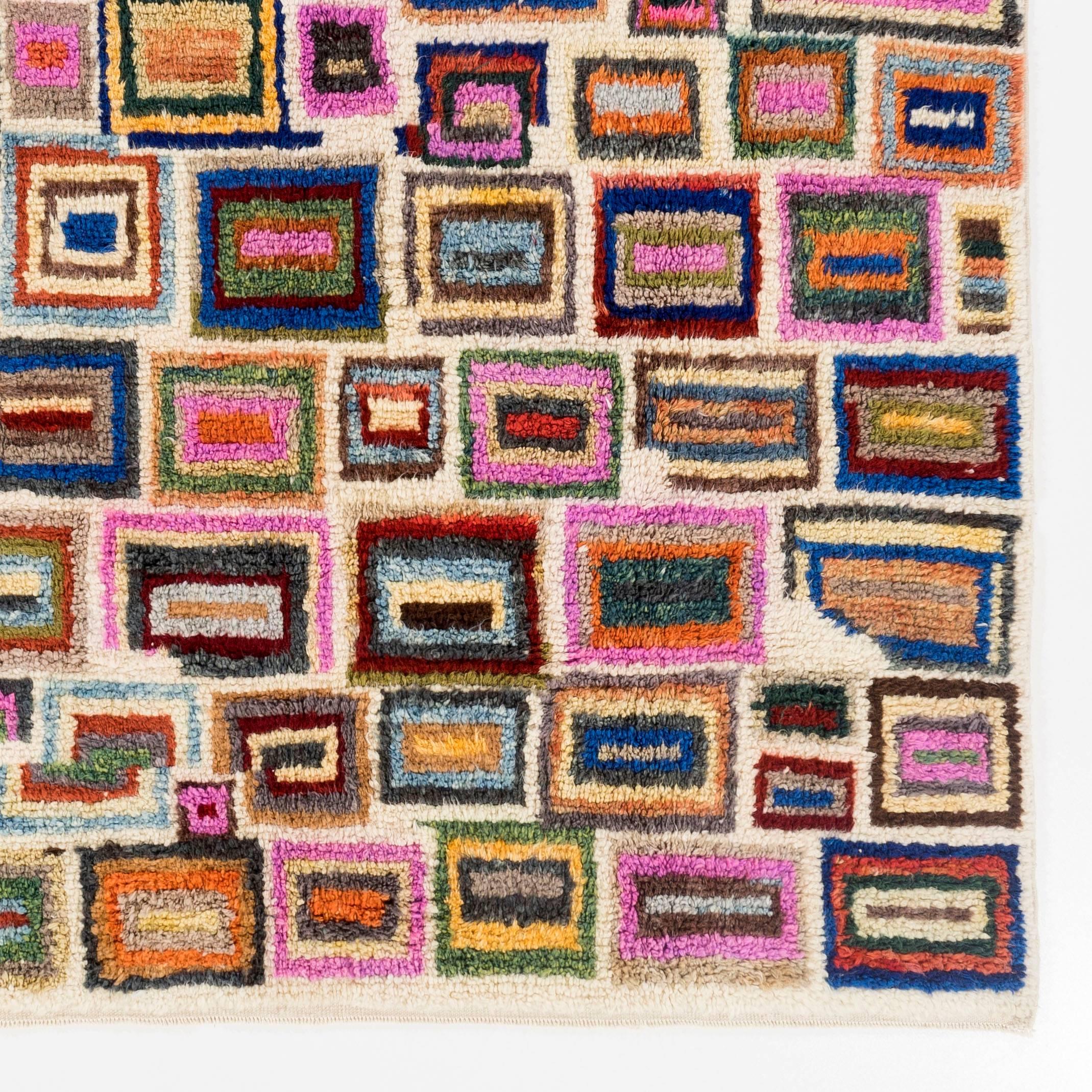 Turkish Vibrant Hand-knotted Modern Rug, 100% Wool, Custom Options Available For Sale