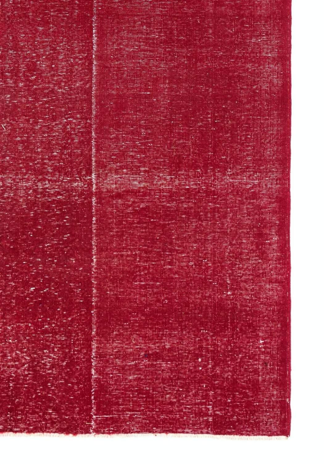 6.7x10 Ft Plain Vintage Handmade Rug Overdyed in Red for Modern Interiors In Good Condition For Sale In Philadelphia, PA