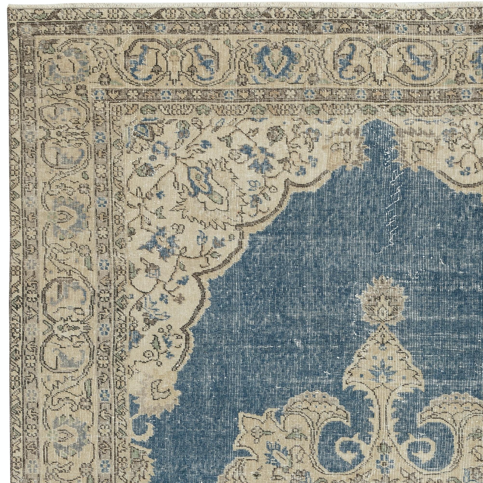 6.7x10 Ft Vintage Türkischer Teppich. Handgeknüpfter Wollteppich mit Medaillonmotiv (Mitte des 20. Jahrhunderts) im Angebot