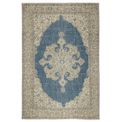 6.7x10 Ft Vintage Türkischer Teppich. Handgeknüpfter Wollteppich mit Medaillonmotiv