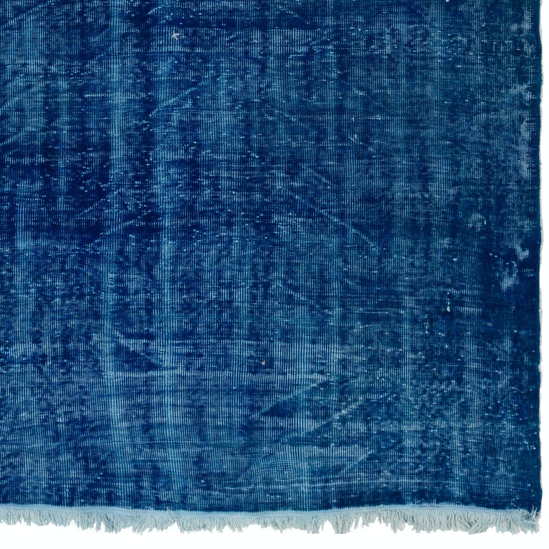6.7x10.2 Ft Handgefertigter Türkischer Teppich in Blau, Contemporary Home Decor Carpet (Moderne) im Angebot
