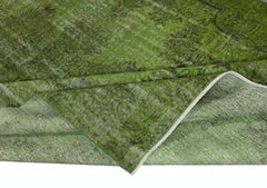 6.6x9.4 Ft Modern Handmade Turkish Green Rug Distressed Look Vintage Carpet (Tapis turc moderne fait à la main)