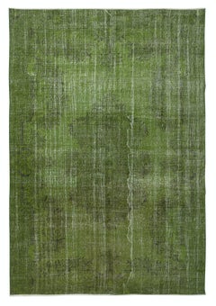 6.6x9.4 Ft Modern Handmade Turkish Green Rug Distressed Look Vintage Carpet (Tapis turc moderne fait à la main)