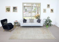 6.7x10.2 Ft Sun Faded Vintage Rug, Handmade Sun Faded Turkish Carpet in Beige