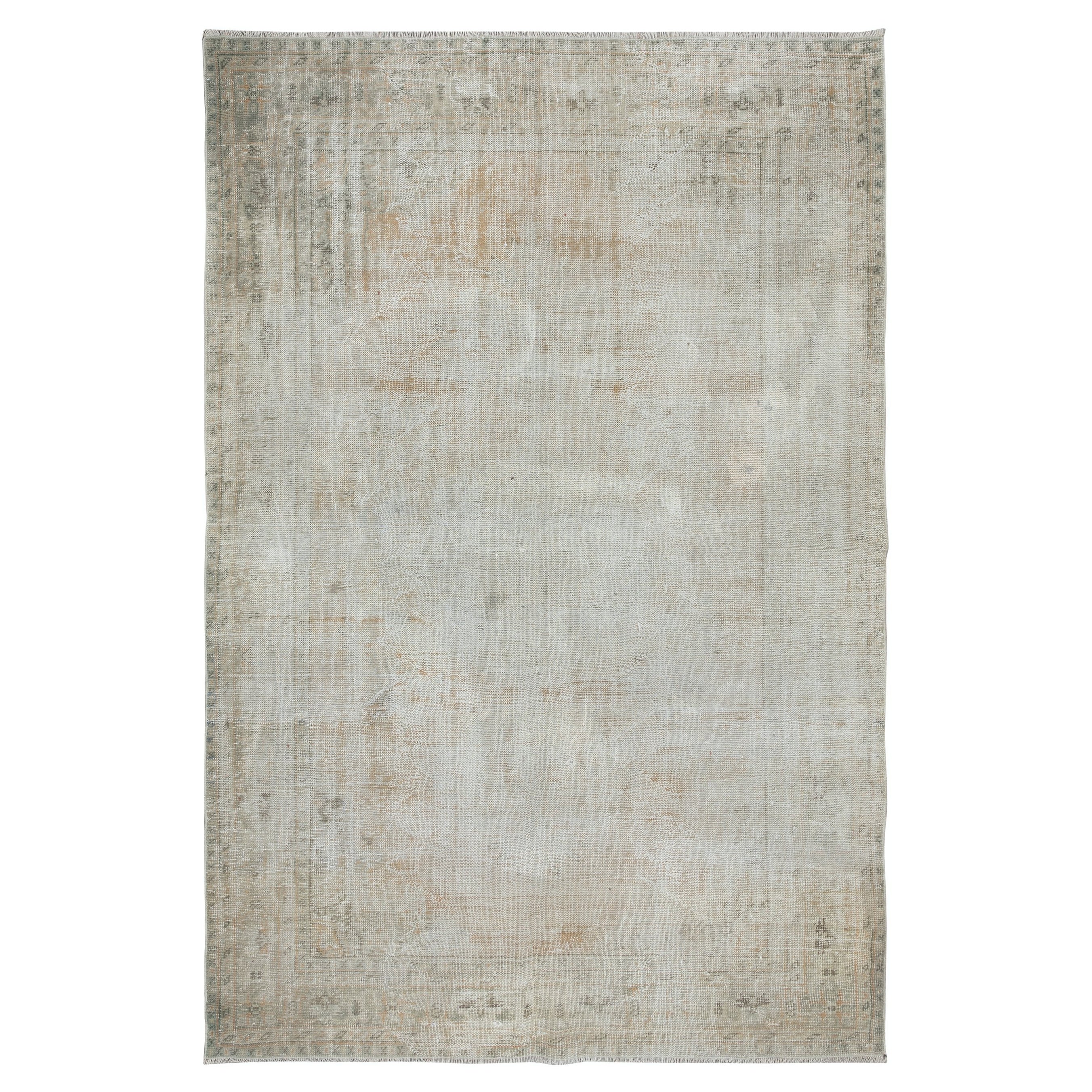 6.7x10.2 Ft Sun Faded Vintage Rug, Handmade Sun Faded Turkish Carpet in Beige (Tapis turc délavé par le soleil)