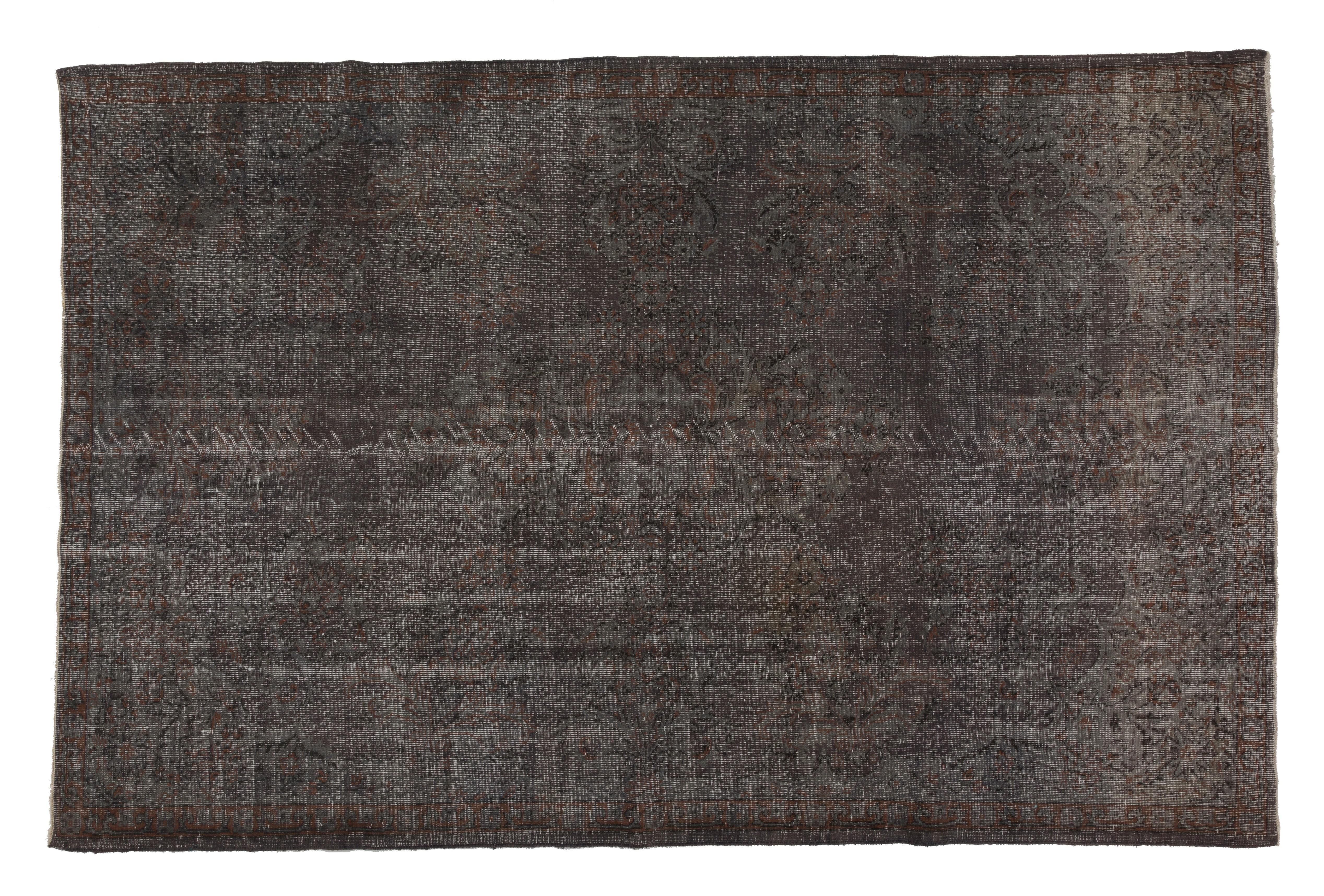 Alfombra de lana turca vintage hecha a mano de color gris y topo de 1,8 x 1,8 metros Anudado a mano en venta
