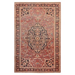 6'7"x10'2" Red Antique Persian Fereghan Sarouk Hand Knotted Wool Oriental Rug