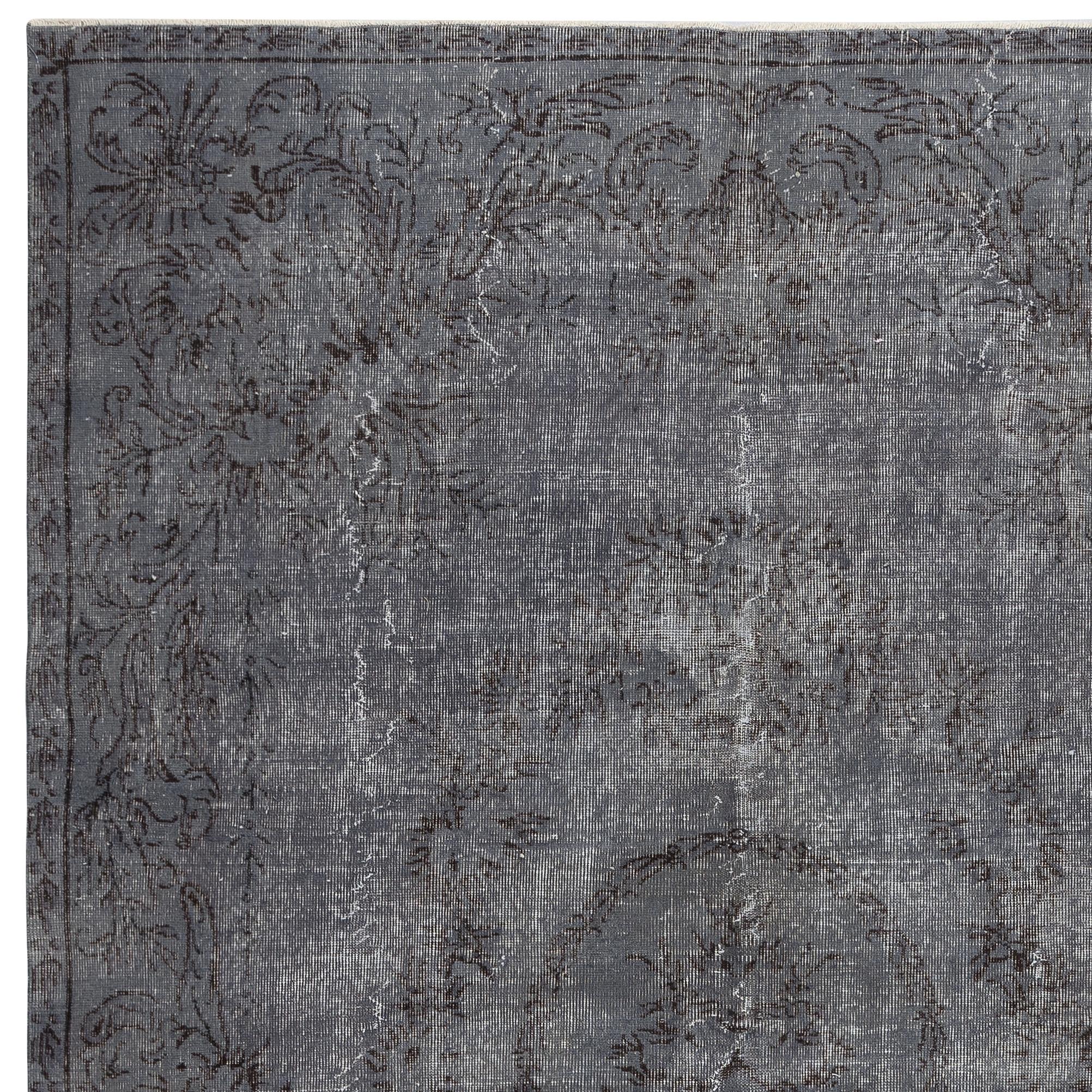 6.7x10.3 Ft Gray Vintage Wool Area Rug. Modern Hand-knotted Carpet (Handgeknüpft) im Angebot