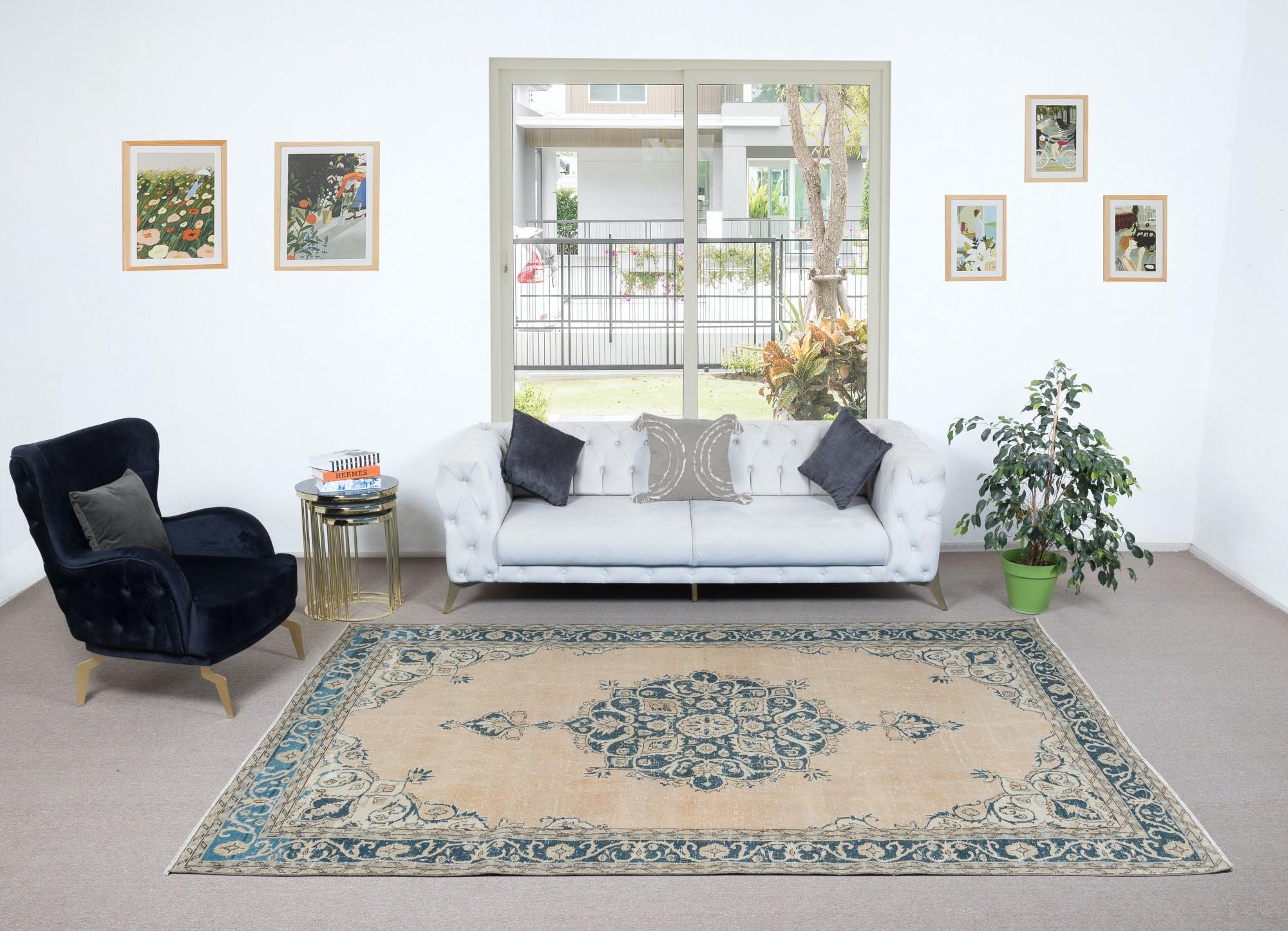 Our sun-faded rugs are all one-of-a-kind, hand-knotted, 50-70 year-old vintage pieces. They each boast their own singular handmade aesthetic drawn from the centuries-old Turkish rug-weaving traditions. These rugs are made completely of sheep’s wool,