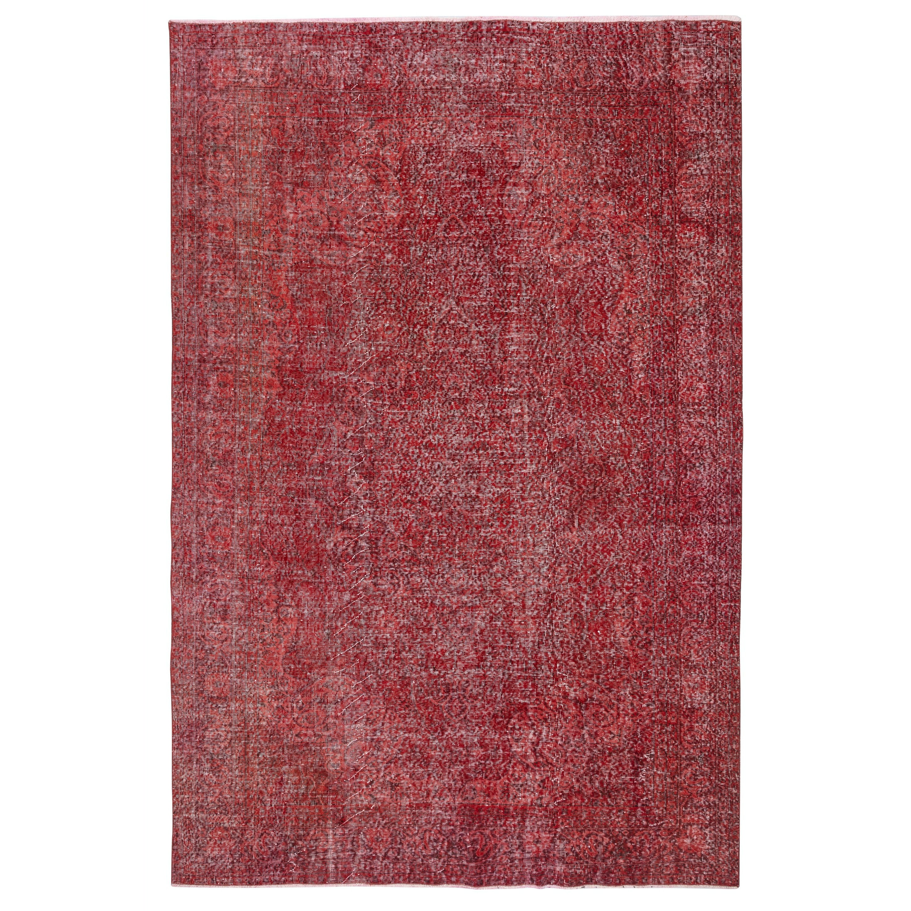 6.7x10.3 Ft Vintage handgefertigt Teppich Overdyed in Rot für moderne Haus und Büro