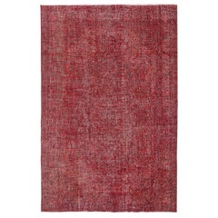 6.7x10.3 Ft Vintage handgefertigt Teppich Overdyed in Rot für moderne Haus und Büro