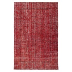 6.7x10.3 Ft Vintage Handmade Türkisch Teppich Overdyed in Rot für moderne Innenräume