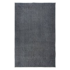 6.7x10.4 Ft Handgefertigter türkischer Teppich in Grau, ideal für modernes Wohn- und Büro